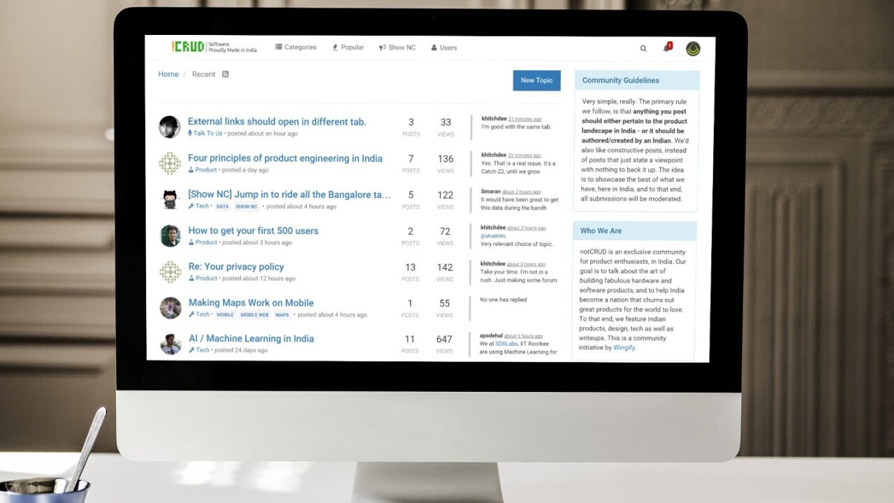 NotCRUD is a Hacker News-inspired community for developers in India