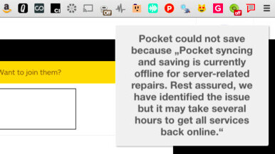 Pocket has been down for hours and people are starting to panic