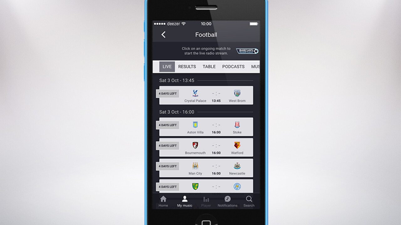 Deezer adds dedicated football section for UK and German users