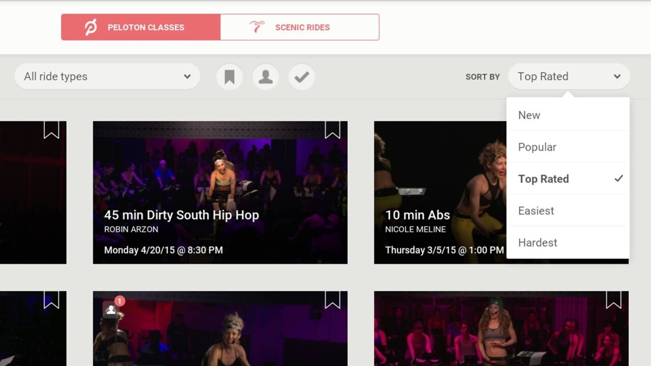 Peloton’s on-demand spin bike now lets you bookmark and filter search results