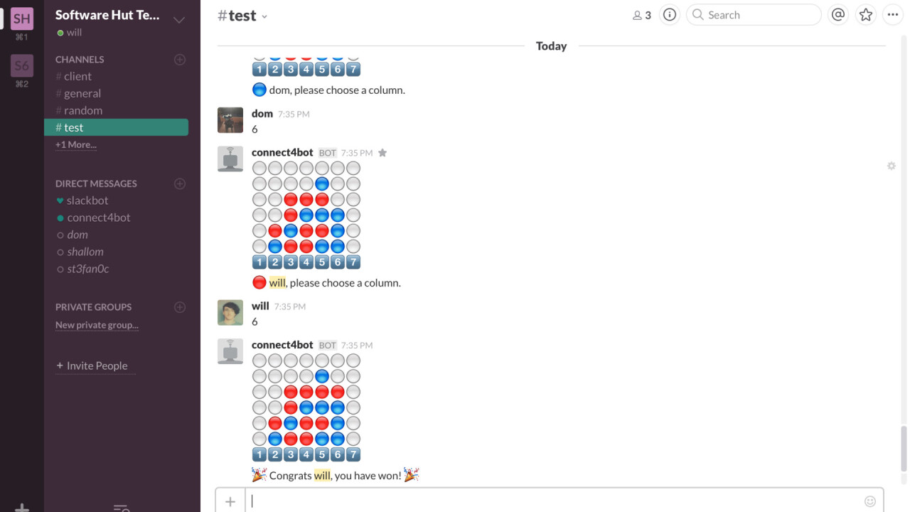 Stop what you’re doing and play Connect Four on Slack