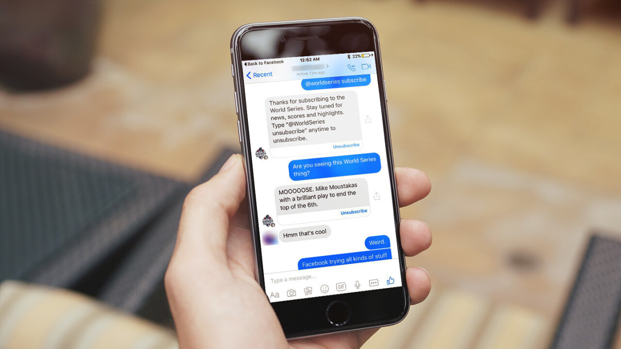 Facebook is testing live sports updates in Messenger
