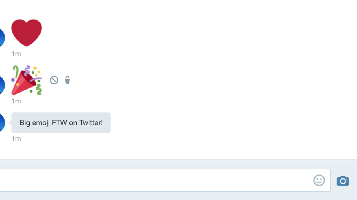 Twitter adds giant emoji to Direct Messages