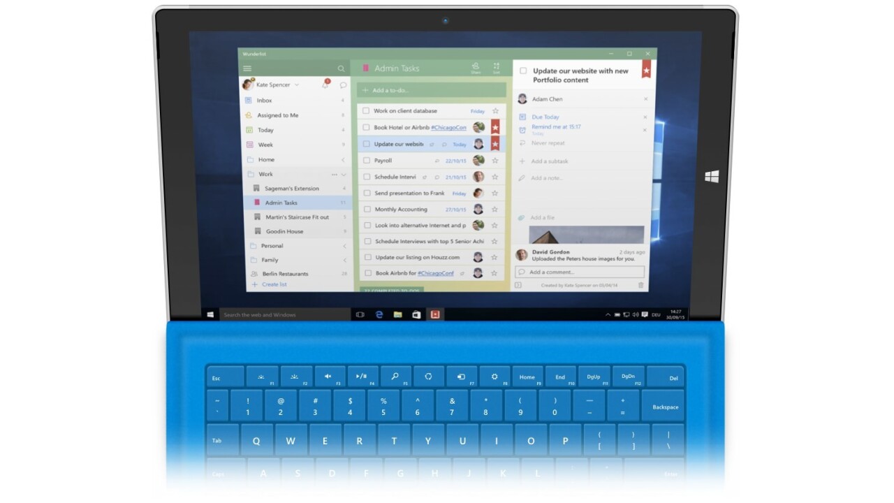 Wunderlist for Windows 10 lets you add to-dos with Cortana