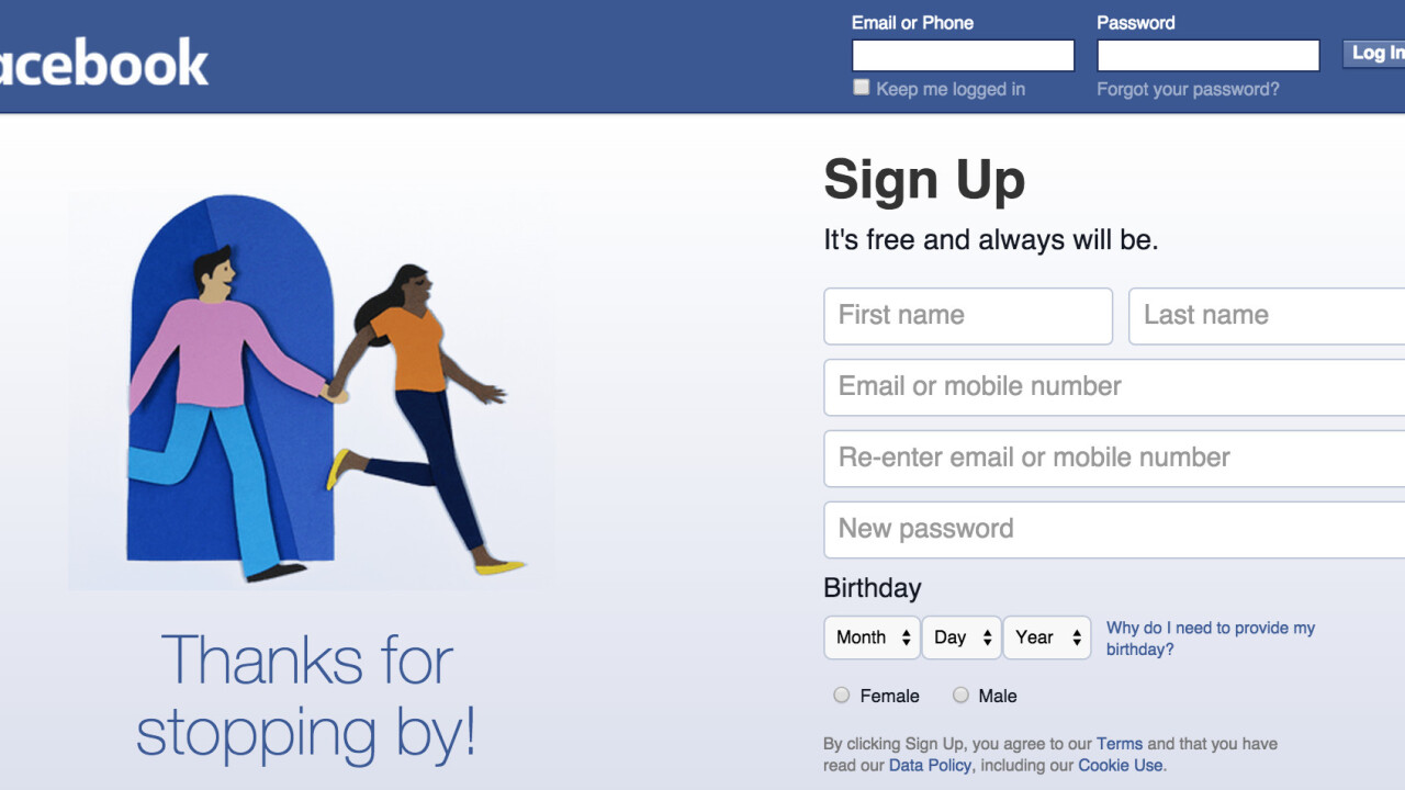 Facebook, what’s up with that weird graphic that shows up after you log off?