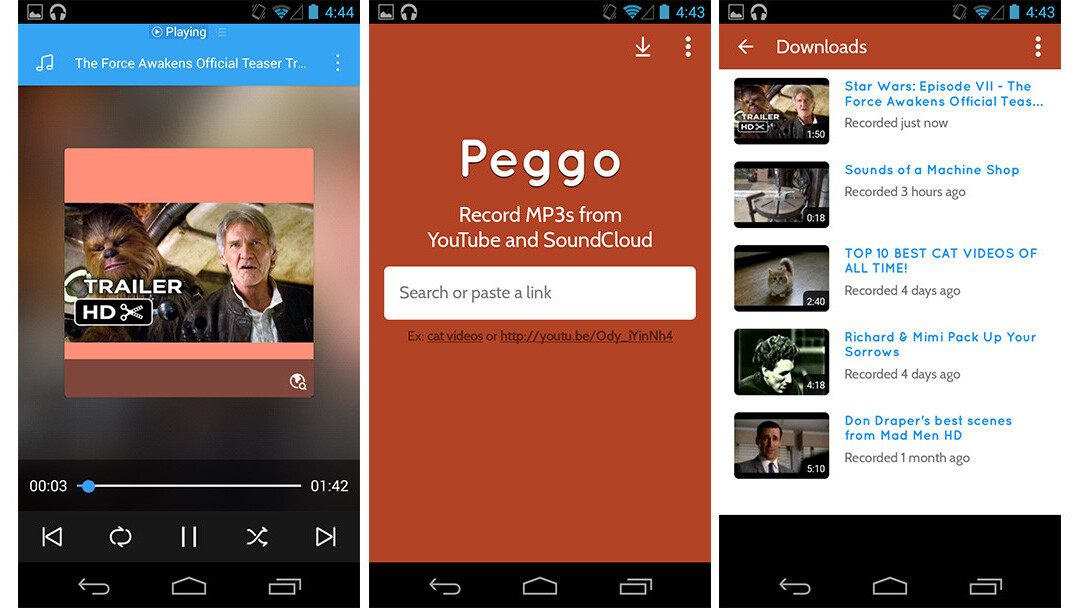 Peggo YouTube-to-MP3 recorder is now available on Android