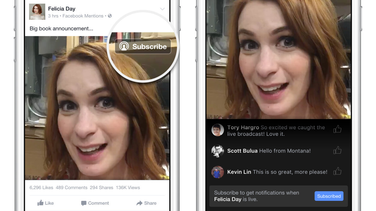 Facebook will now tell you when your favorite celebrity starts a livestream