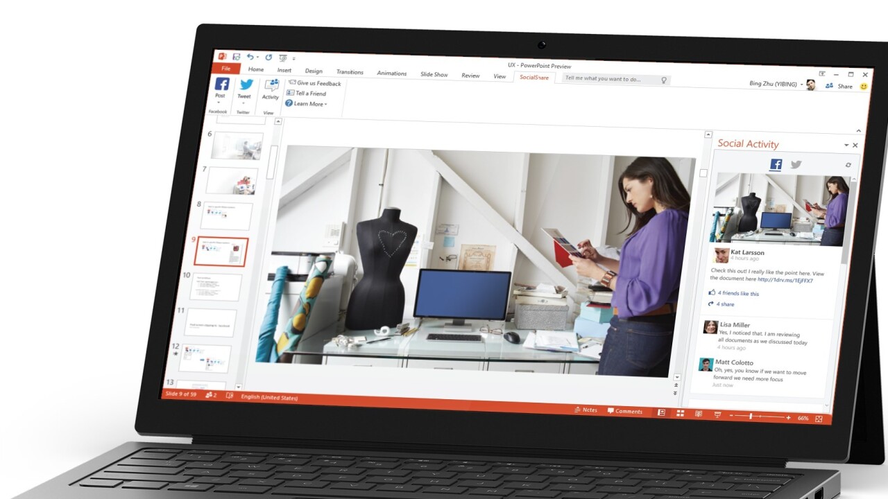 You can now share PowerPoint presentations as photo albums and videos on social networks