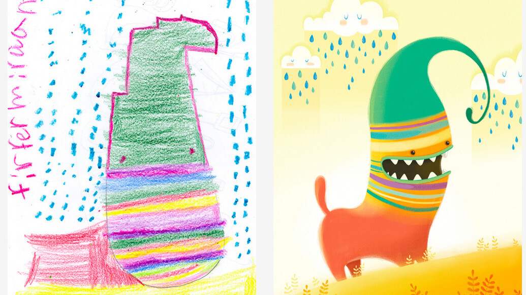 This lovely Kickstarter project pairs kids drawings with artists across the world