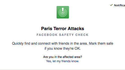 Facebook’s Safety Check tool lets those in Paris report they’re okay