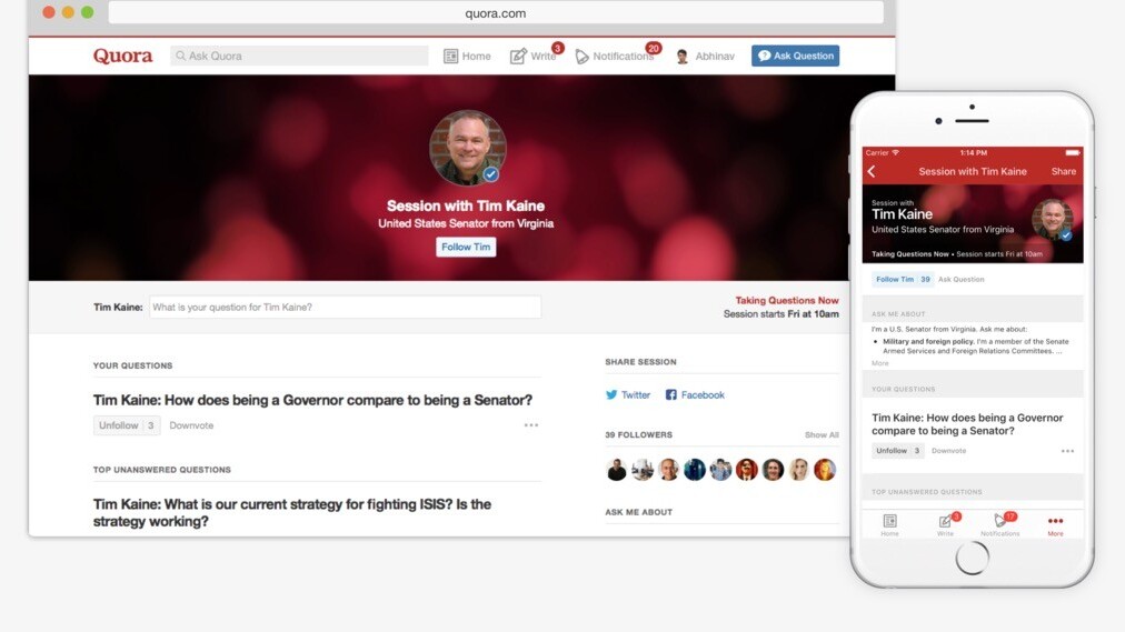 Quora launches Writing Sessions, a civilized rival to Reddit’s AMAs