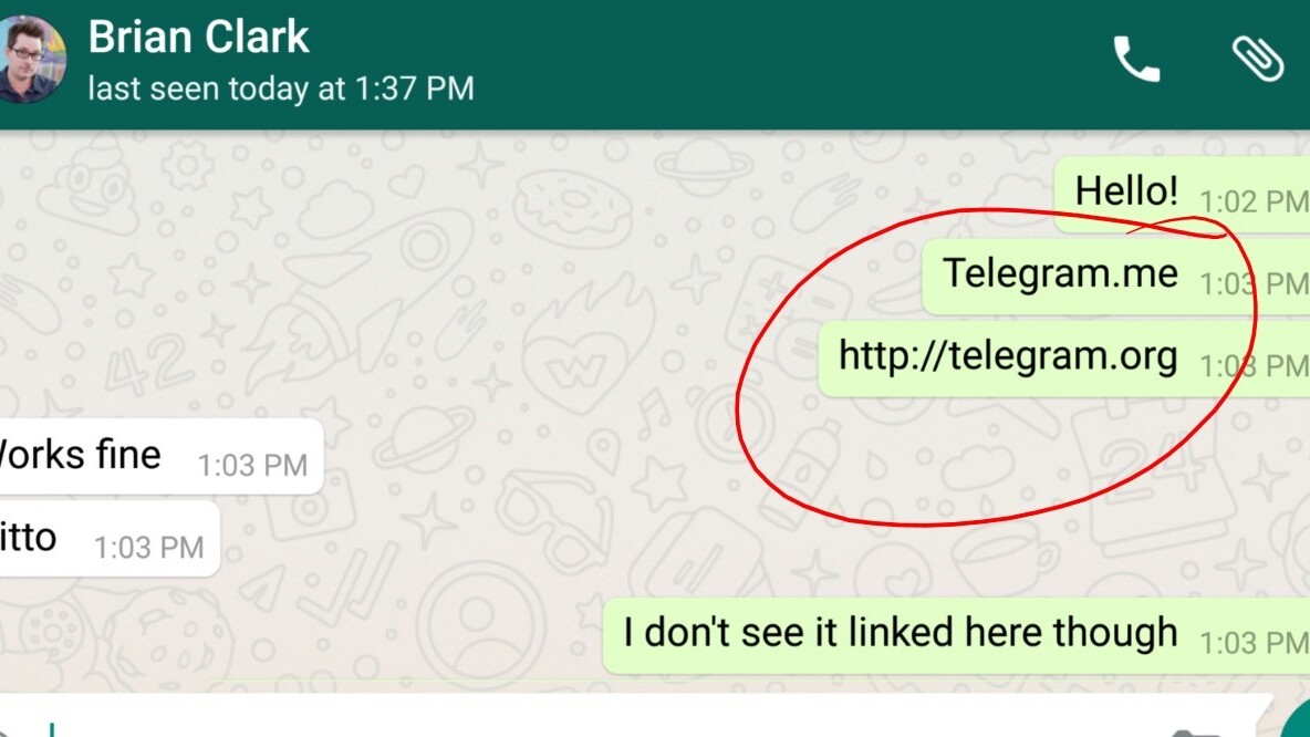WhatsApp is blocking Telegram links on Android for some reason