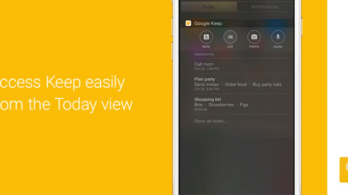 Google Keep for iOS adds Today view widget and better sharing features