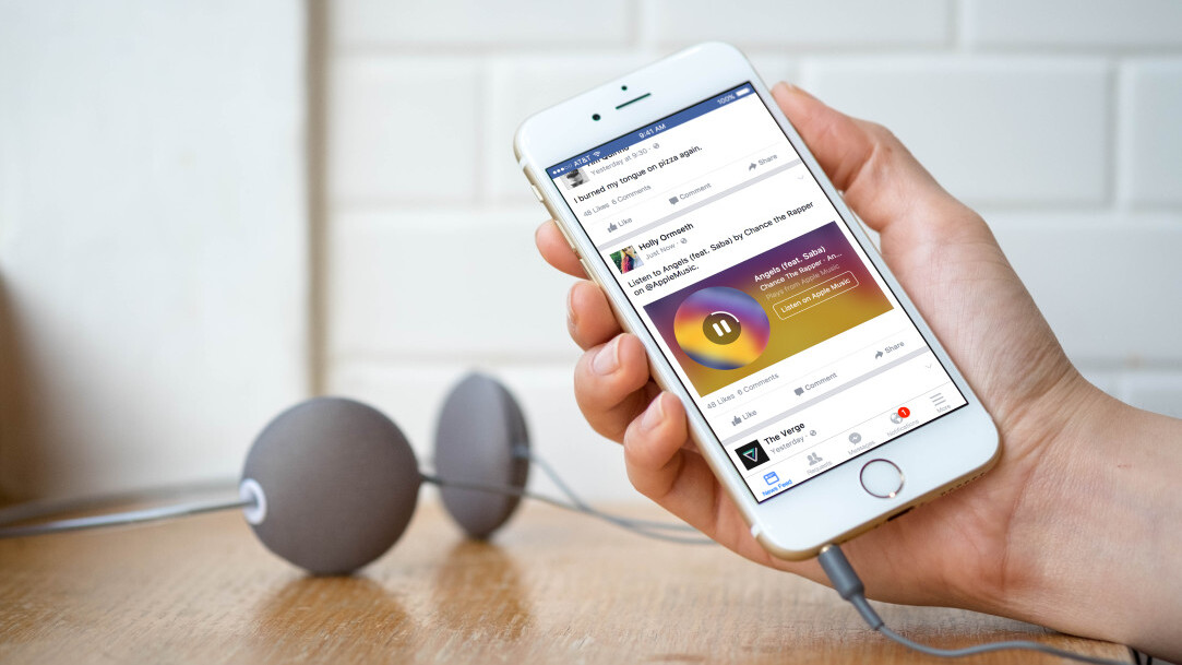 Facebook will now play Spotify and Apple Music tracks right in your News Feed
