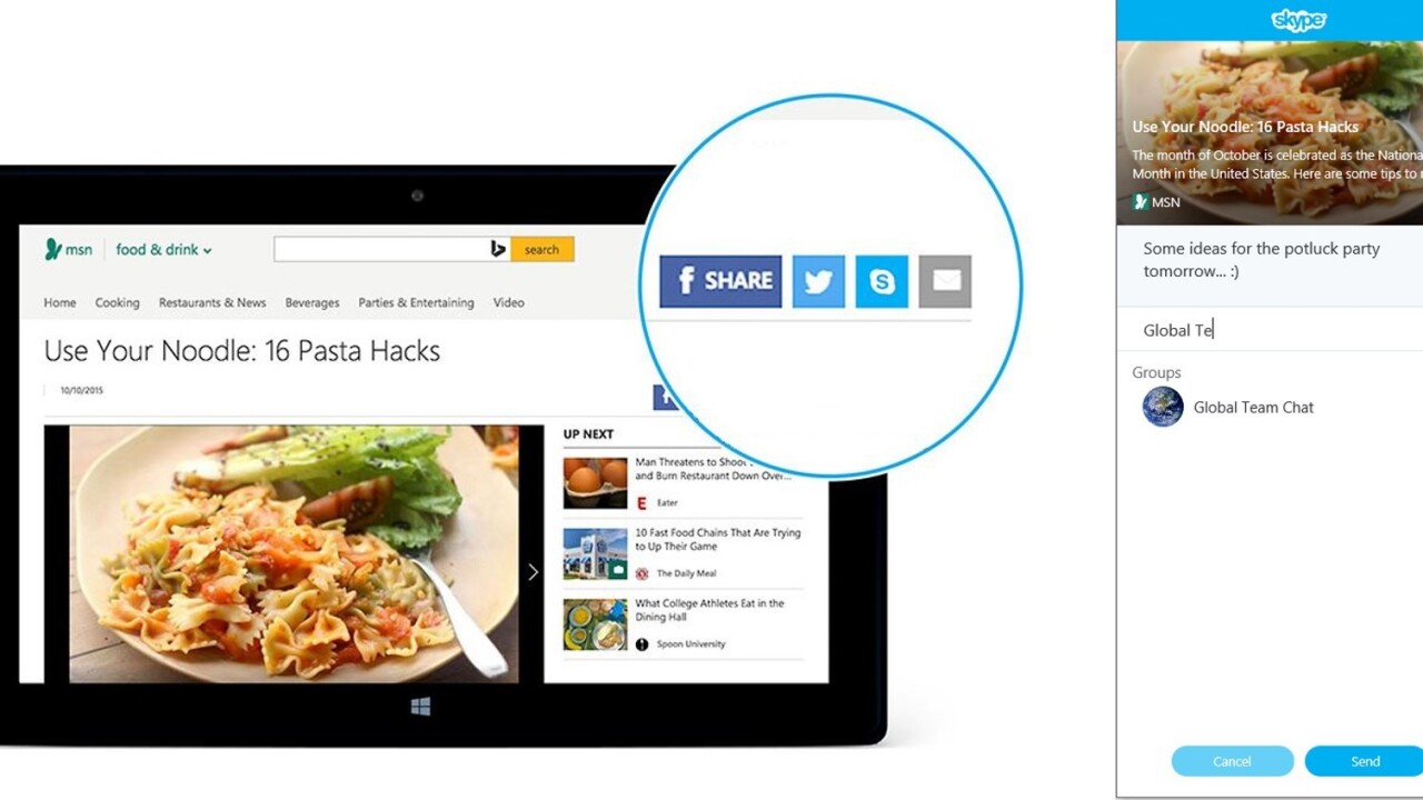 Skype introduces a Share button for the Web