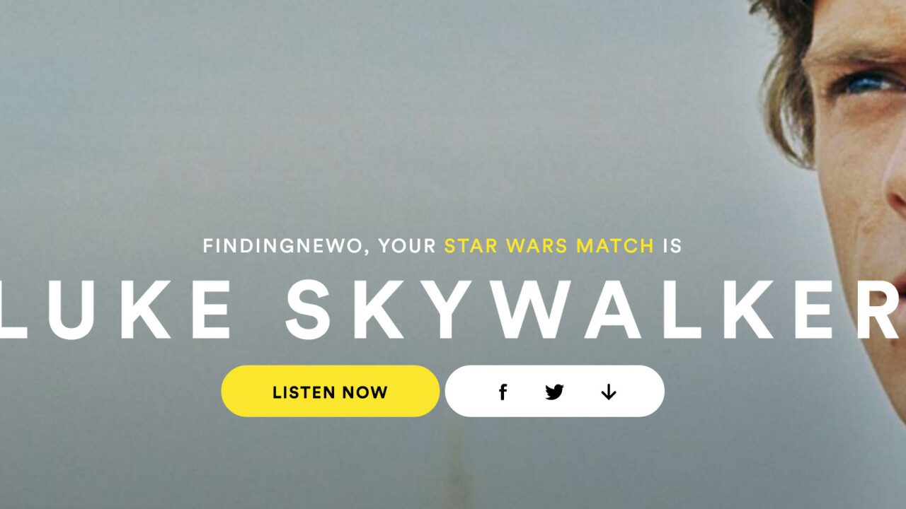 Spotify will find your Star Wars match using The Force