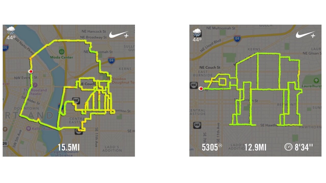 A Portland runner is plotting Star Wars routes and posting them to Instagram