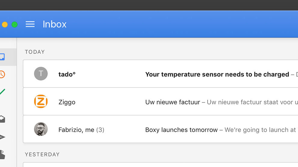 Boxy is a Google Inbox desktop app for Mac that doesn’t suck