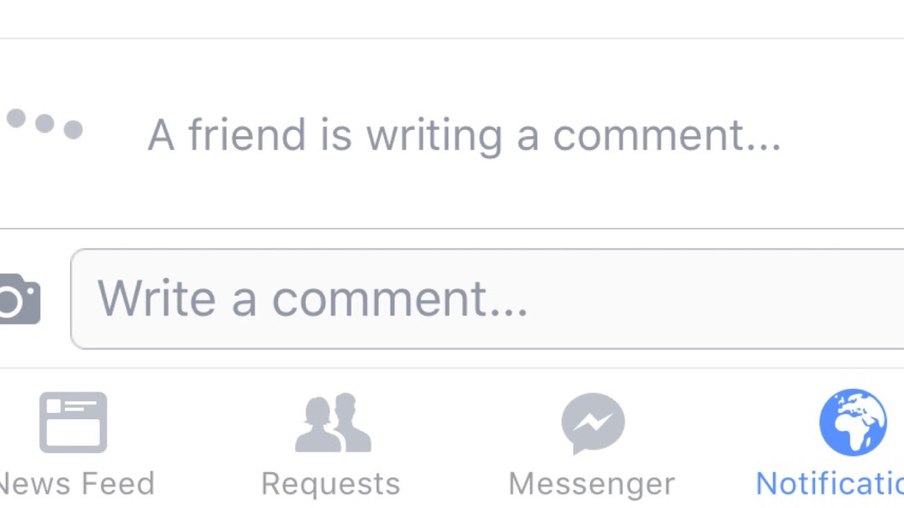 Facebook tests real-time comments, telling users when a friend is writing