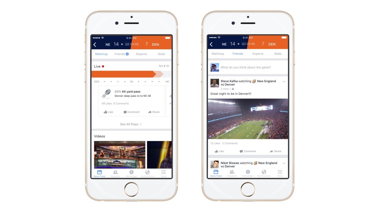 Facebook now has a place for sports fans to trash talk their friends over live updates