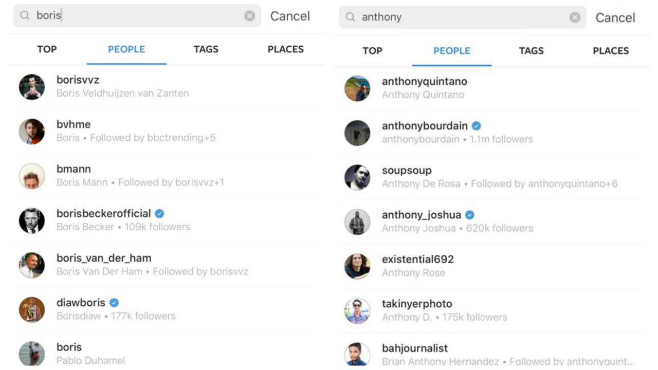 Instagram’s search feature is now more like Facebook’s and a little less rubbish