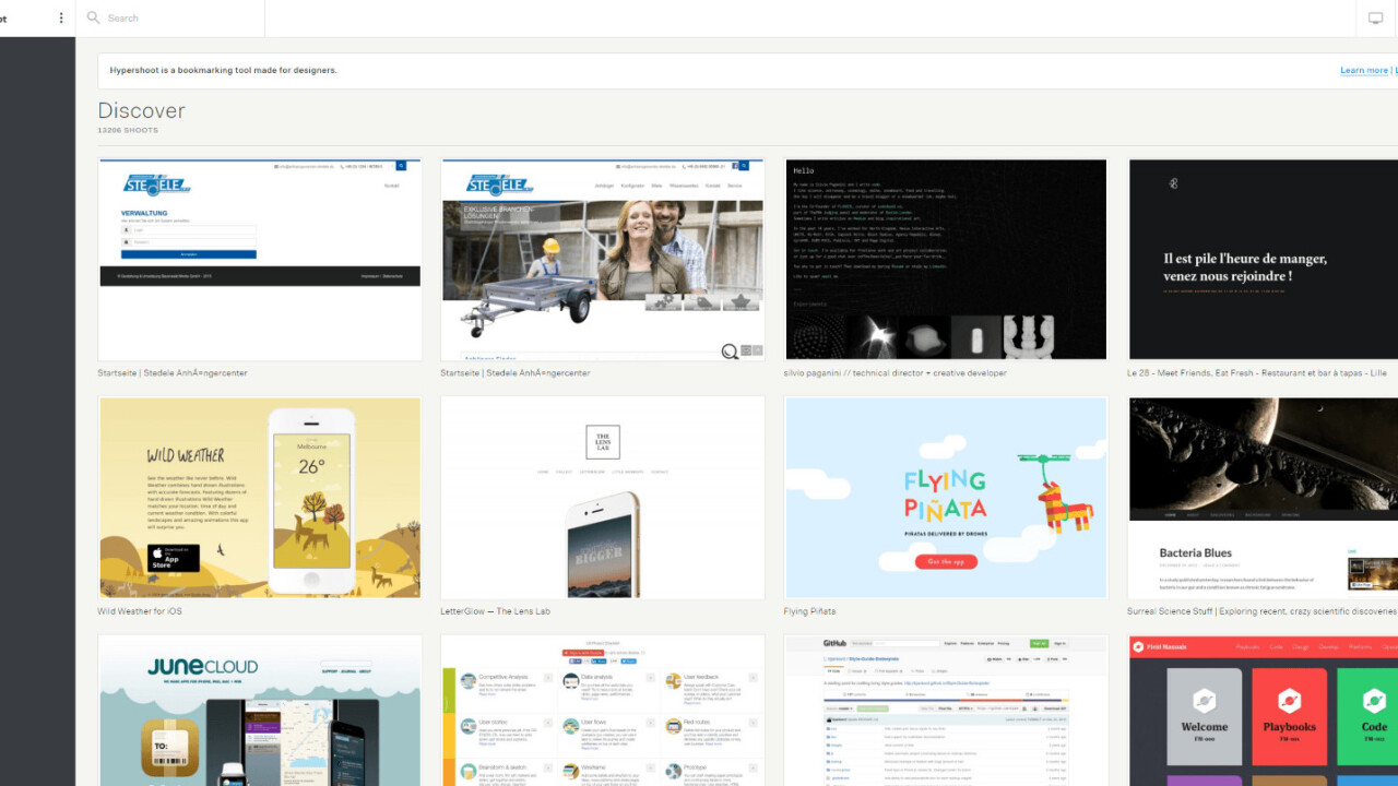 Hypershoot is a Pinterest-like bookmarking tool for designers