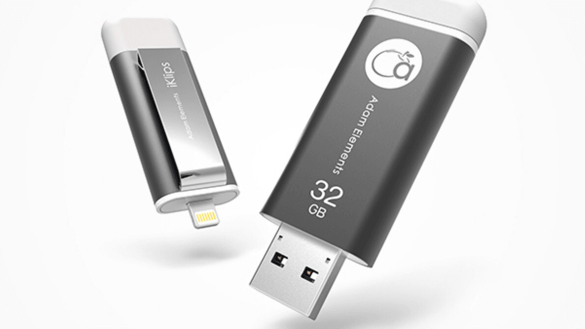 Add up to 128GB storage to your iOS device with the iKlips flash drive