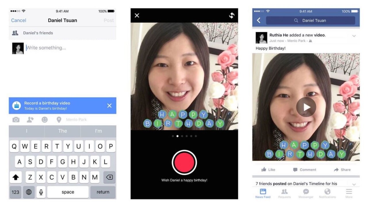 Facebook’s ‘Birthday Video Cam’ nudges you to say something more than HBD