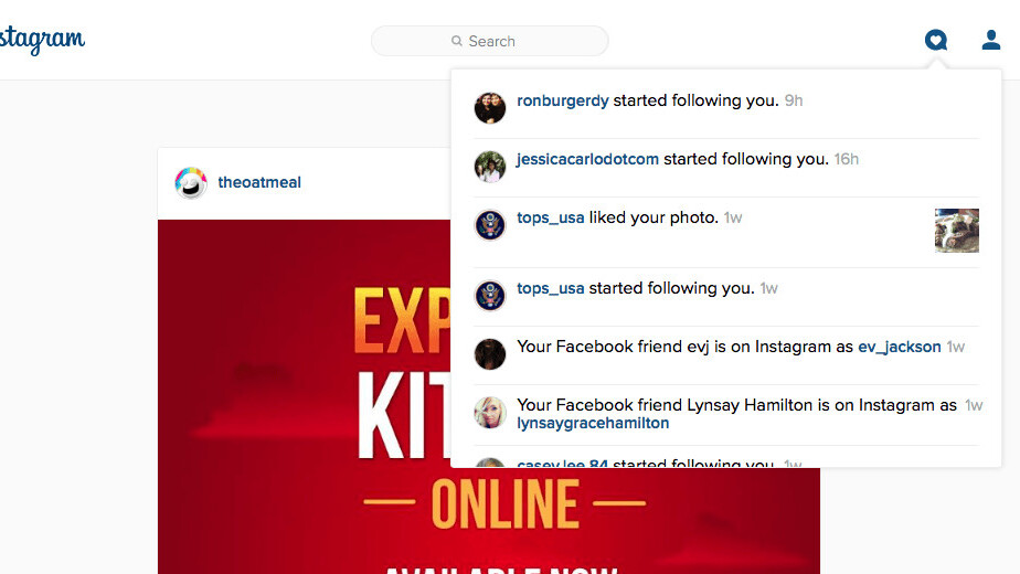 Instagram’s new notification tab for the Web has Facebook’s fingerprints all over it