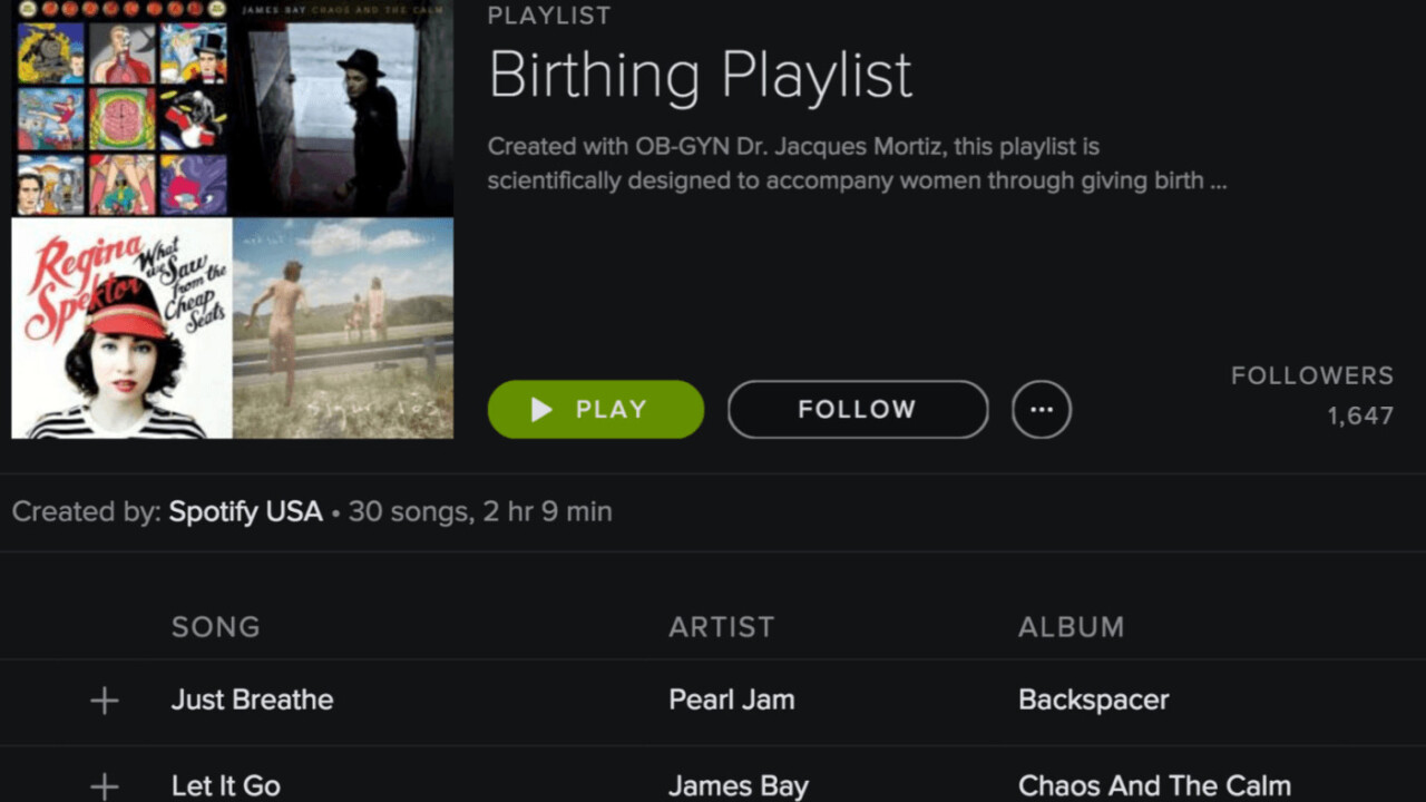 Spotify’s ‘birthing playlist’ might be the best form of birth control yet