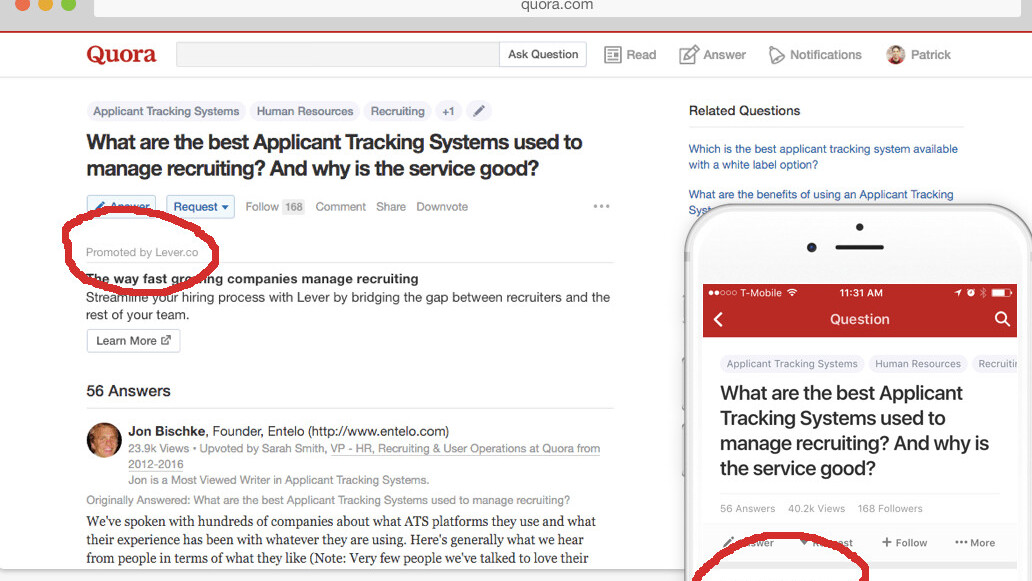 How do you feel about ads on Quora?
