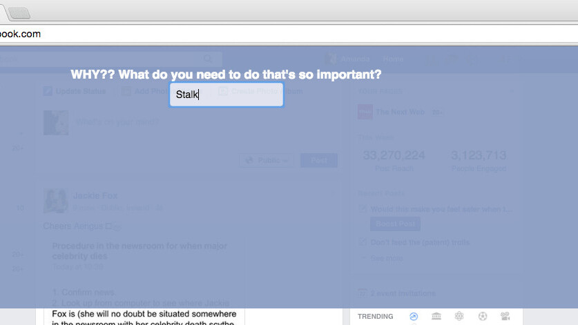 This plugin for Chrome will shame you into ditching your Facebook habit
