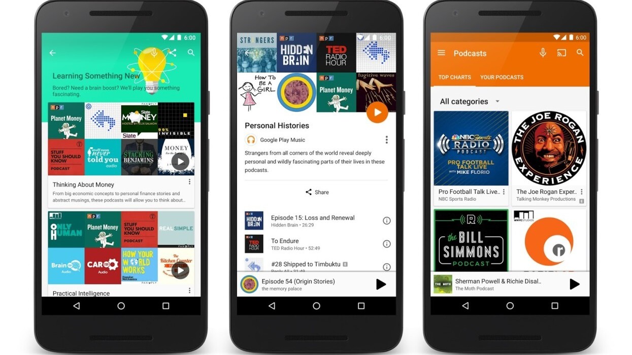 Google Play Music officially has podcasts for the Web and Android