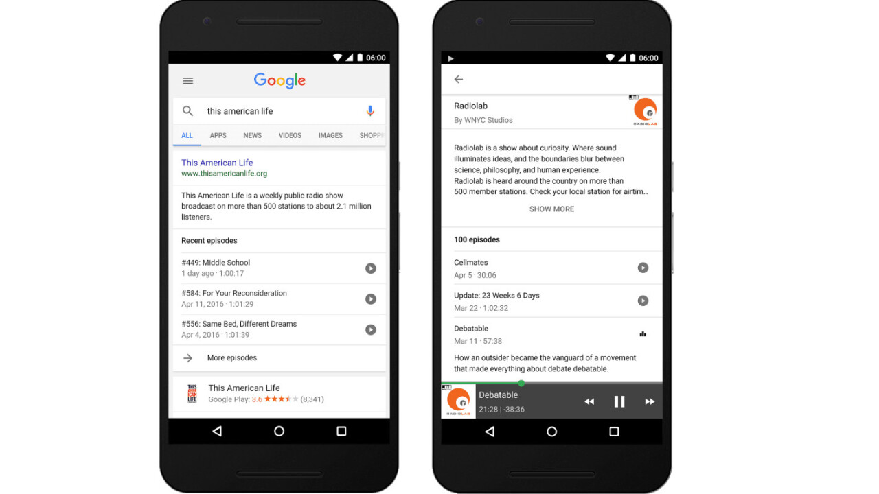 Google’s Search app now lets you play podcasts directly from results on Android