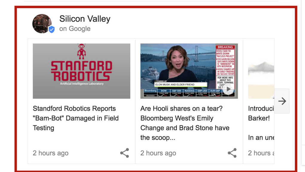 Try Googling ‘Silicon Valley’ for some real, fake news from the HBO show