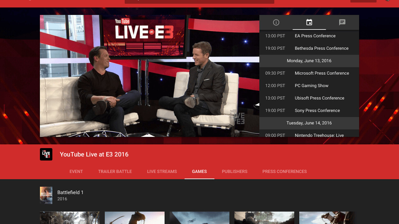 YouTube Gaming launches ‘event pages’ to make finding coverage easier, starting with E3