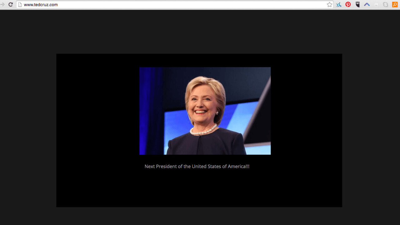 TedCruz.com has turned its support to the Clinton campaign