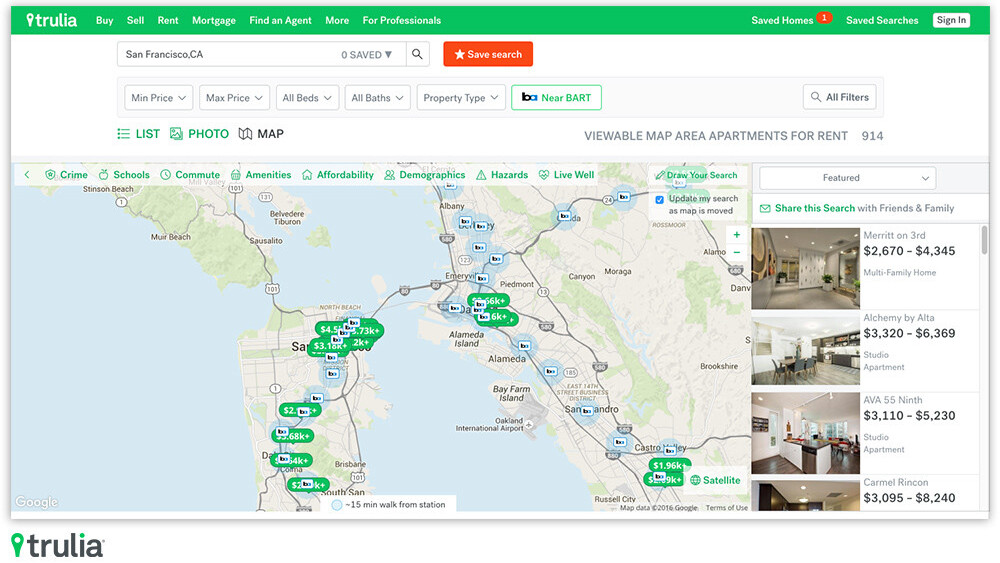 Trulia’s ‘Rent Near Transit’ filter finds great rentals with good commutes