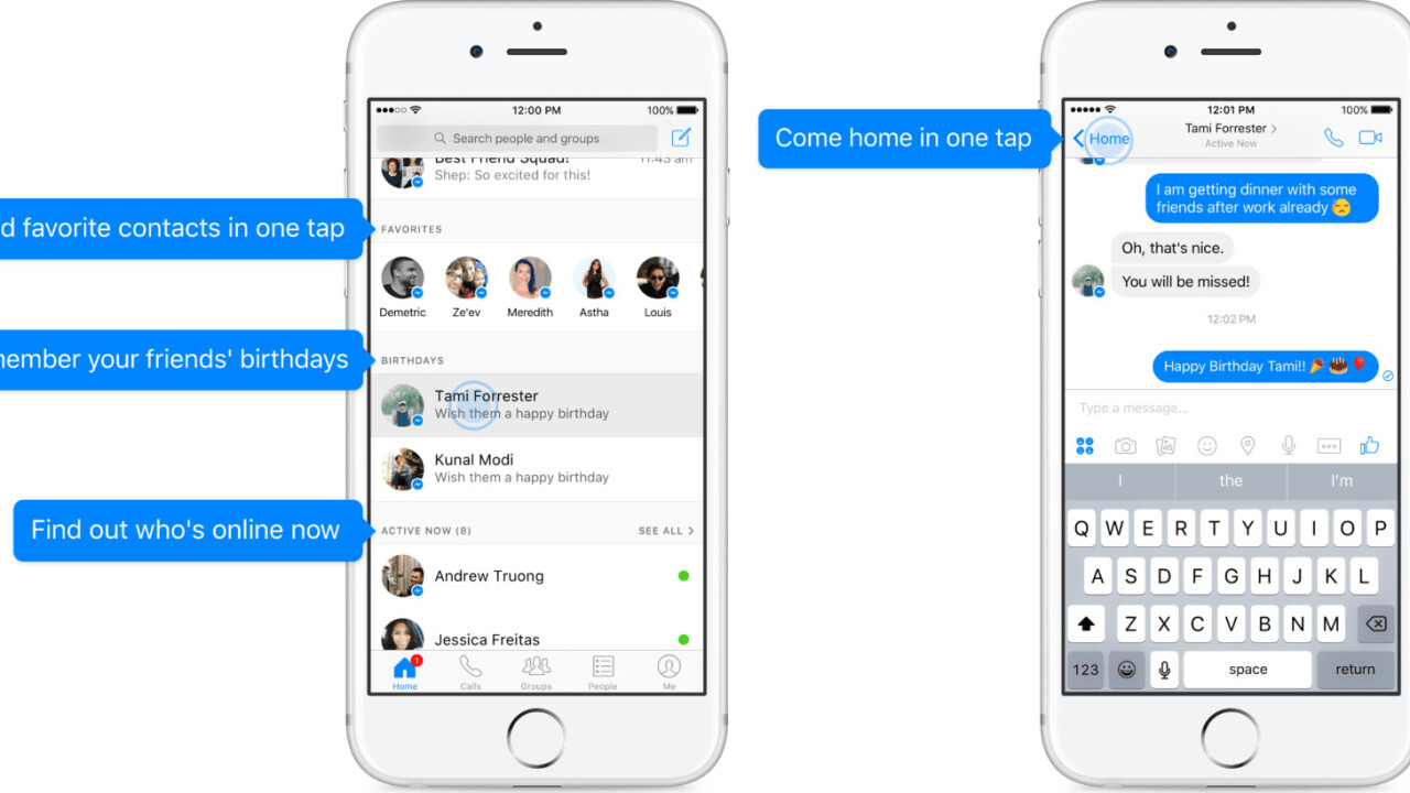 Facebook Messenger’s redesign adds Home, Favorites, and Birthday reminder tabs
