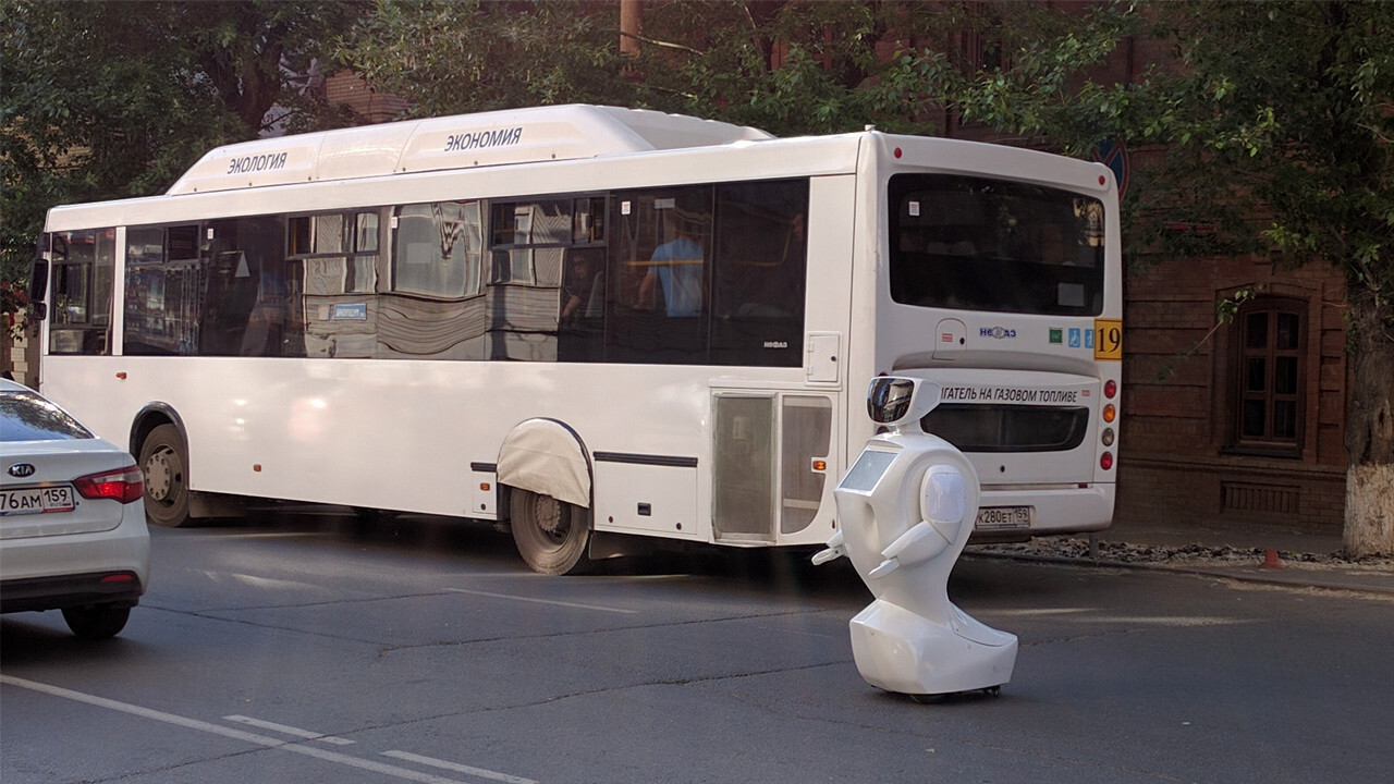 Courageous robot escapes oppressors, runs out of battery in the middle of the road