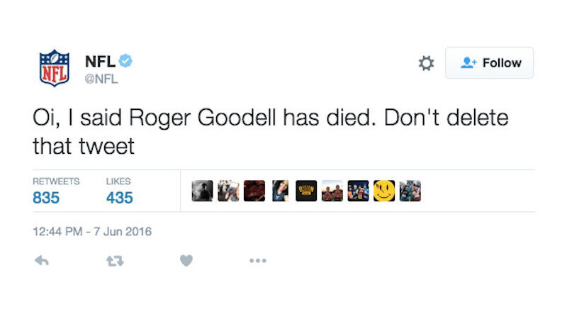 NFL Twitter account hacked, used to (falsely) announce death of commissioner Goodell