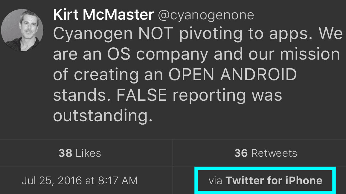 The guy trying to demolish Android with Cyanogen uses an iPhone