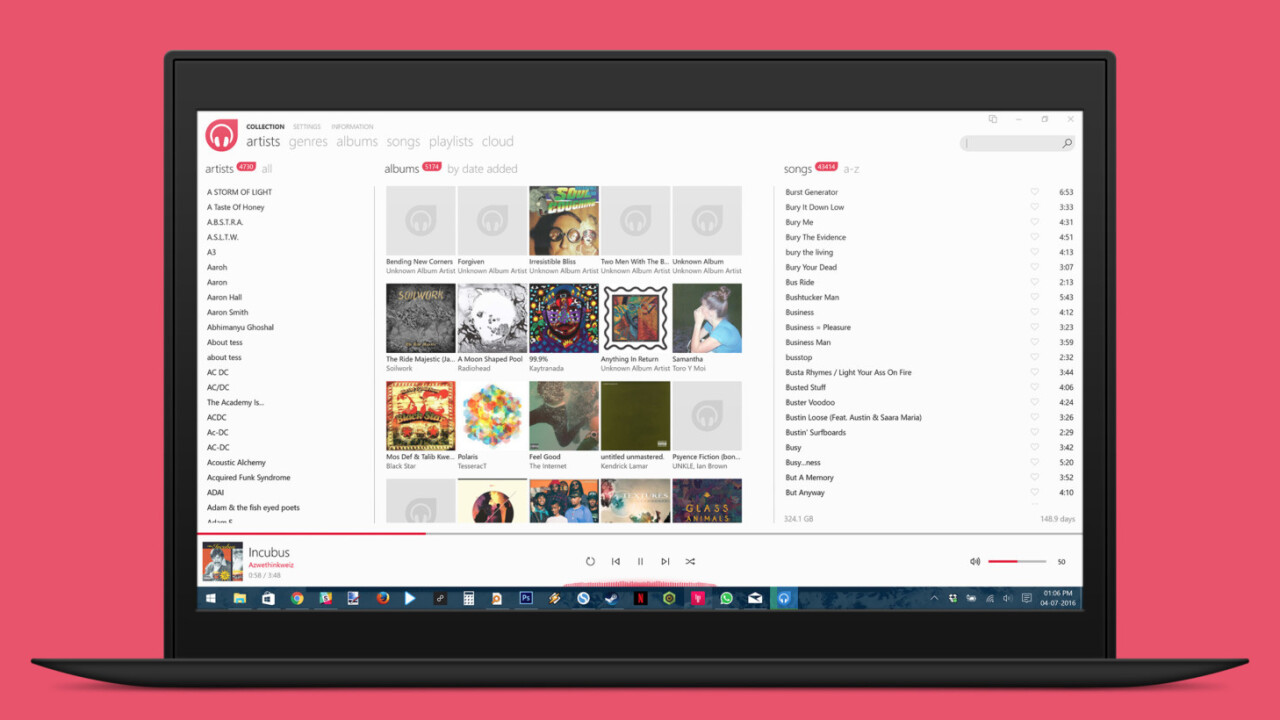 Dopamine for Windows is a free music player that expertly handles large collections