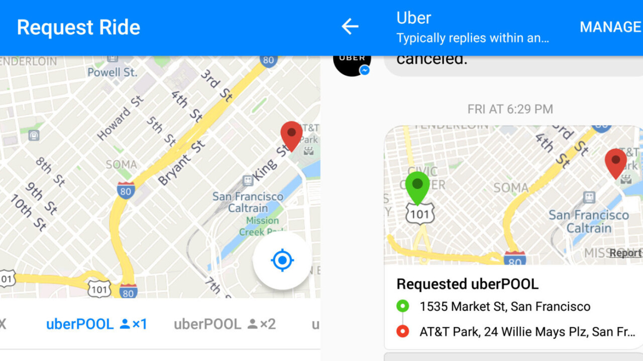 You can now book Uber carpools in Facebook Messenger