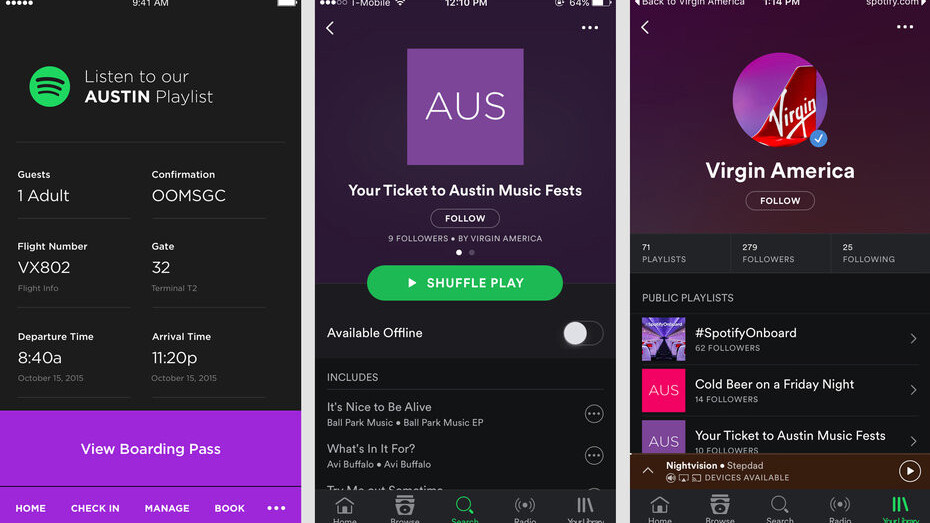 Spotify now has city-themed playlists for when you’re flying Virgin America
