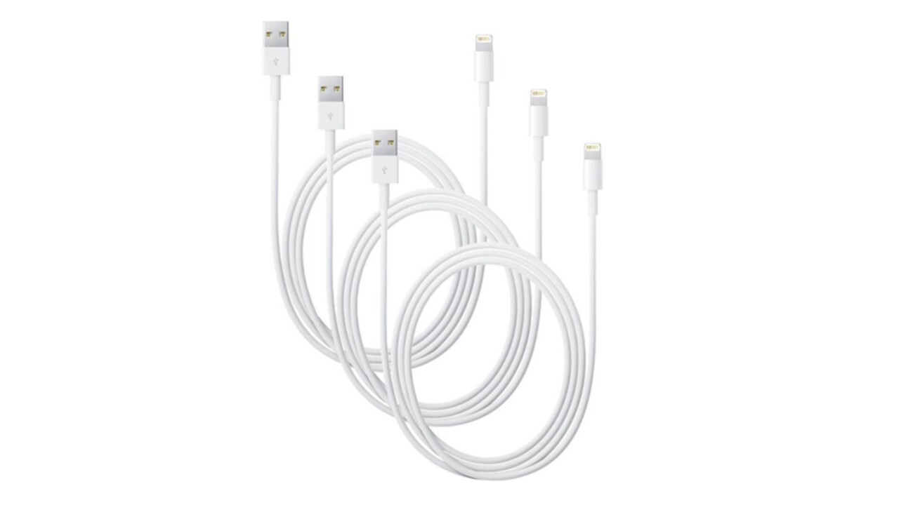 A 3-pack of official Apple MFi-Certified Lightning Cables is now 61% off