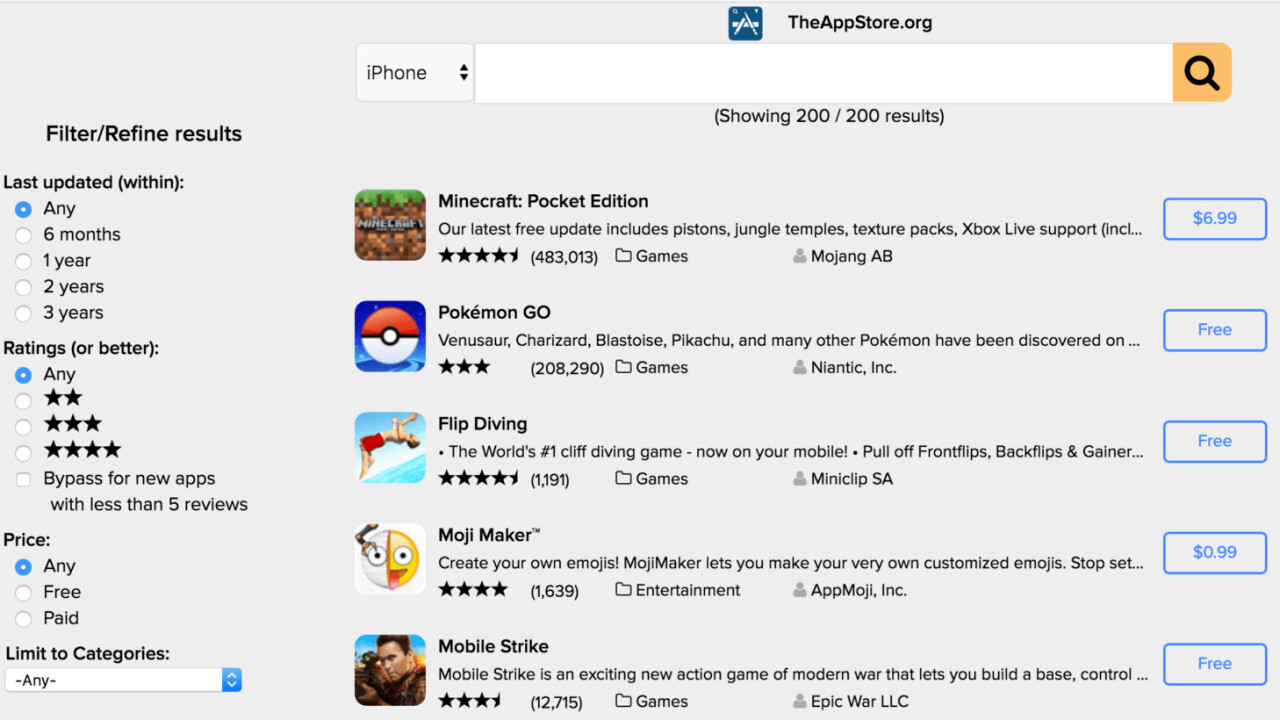 Skip iTunes entirely and browse Apple’s mobile App Store from the browser