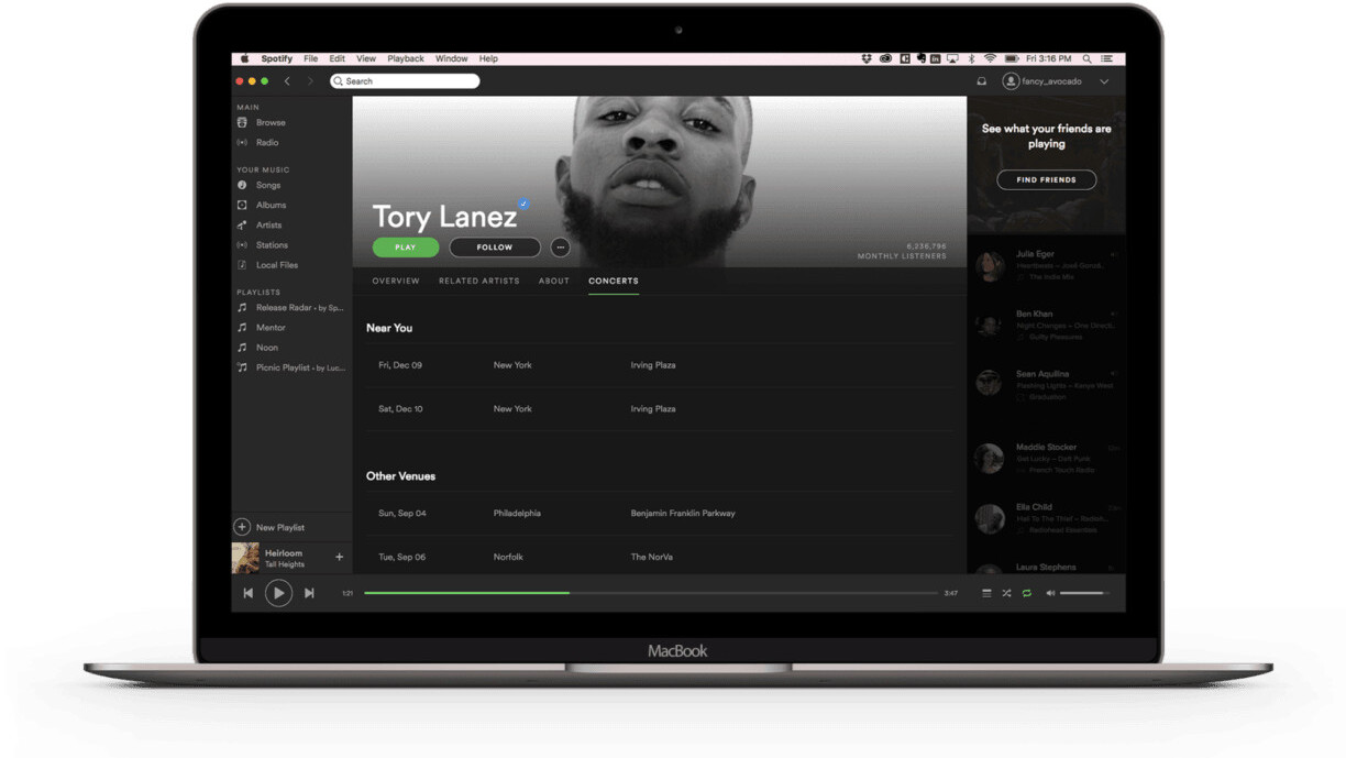Spotify added a ‘Concerts’ tab to artist pages so you can actually listen to live music