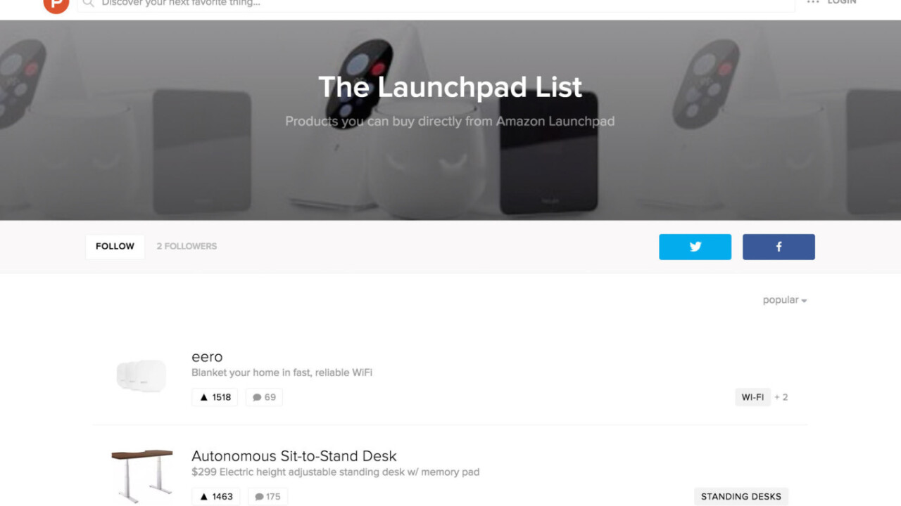 Amazon Launchpad hypes up curated shopping list with a ‘Featured on Product Hunt’ badge