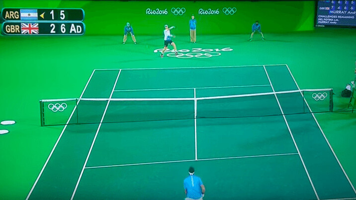 The Olympic tennis final took place on a giant green screen. The internet noticed